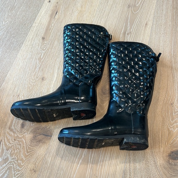 Hunter Women’s Refined Gloss Quilted Rain Boots tall Sz 11 - Picture 4 of 12